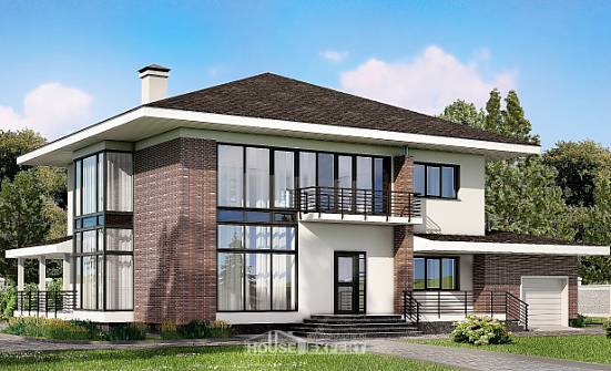 275-002-П Проект двухэтажного дома и гаражом, просторный коттедж из кирпича Кимры | Проекты домов от House Expert