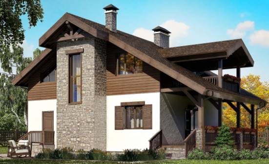 150-004-Л Проект двухэтажного дома мансардный этаж, экономичный домик из блока Кашин | Проекты домов от House Expert