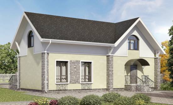 150-012-П Проект двухэтажного дома мансардой, компактный дом из блока Кашин | Проекты домов от House Expert