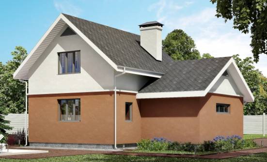 120-002-Л Проект двухэтажного дома мансардой, гараж, компактный коттедж из теплоблока Калязин | Проекты домов от House Expert