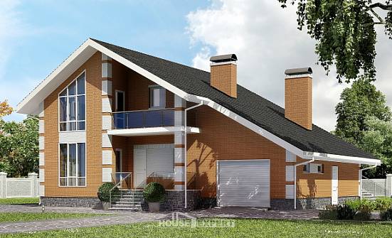 190-006-П Проект двухэтажного дома мансардой и гаражом, классический загородный дом из газобетона Нелидово | Проекты домов от House Expert
