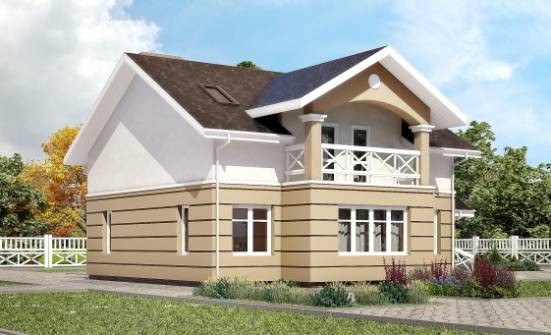 155-009-П Проект двухэтажного дома с мансардой, компактный загородный дом из газобетона Нелидово | Проекты домов от House Expert