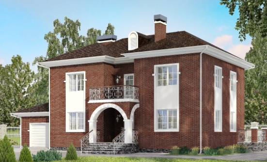 180-006-Л Проект двухэтажного дома и гаражом, просторный загородный дом из кирпича Бежецк | Проекты домов от House Expert