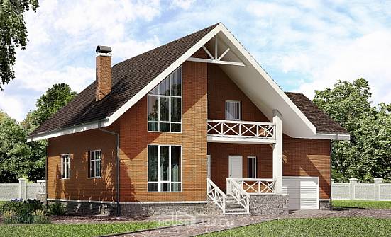 215-001-П Проект двухэтажного дома мансардой, гараж, красивый коттедж из теплоблока Тверь | Проекты домов от House Expert