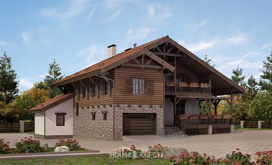 255-002-Л Проект двухэтажного дома с мансардой, гараж, большой загородный дом из блока Тверь | Проекты домов от House Expert