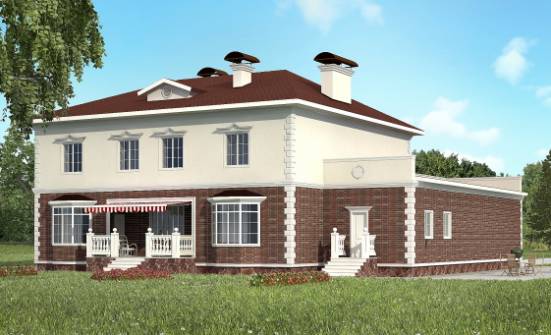 380-001-Л Проект двухэтажного дома и гаражом, уютный загородный дом из кирпича Удомля | Проекты домов от House Expert