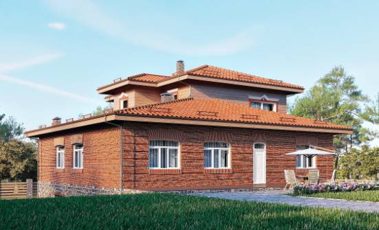 380-002-Л Проект трехэтажного дома и гаражом, просторный домик из кирпича Зубцов | Проекты домов от House Expert