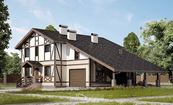 250-002-П Проект двухэтажного дома мансардный этаж и гаражом, красивый домик из кирпича Бежецк | Проекты домов от House Expert