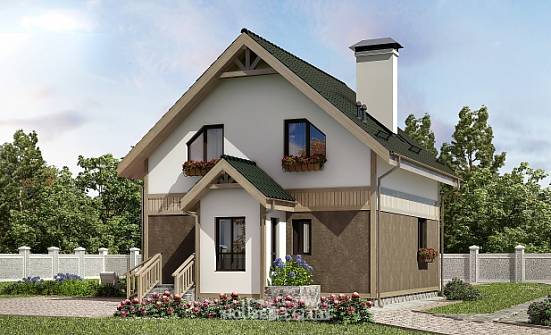 105-001-Л Проект двухэтажного дома с мансардой, экономичный коттедж из блока Кашин | Проекты домов от House Expert