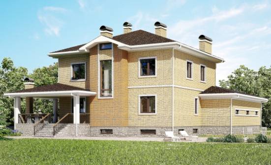 350-002-Л Проект трехэтажного дома и гаражом, большой коттедж из кирпича Конаково | Проекты домов от House Expert