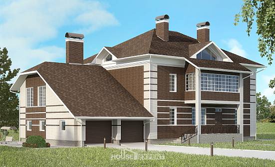 505-002-Л Проект трехэтажного дома и гаражом, уютный загородный дом из кирпича Кашин | Проекты домов от House Expert