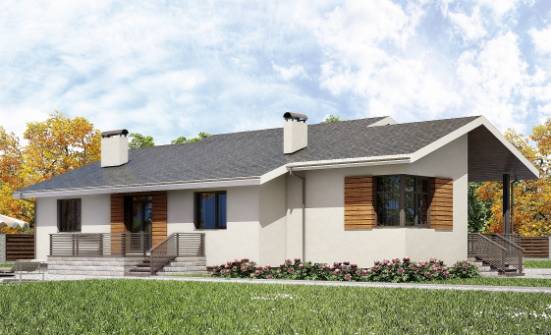 135-002-П Проект одноэтажного дома и гаражом, классический домик из блока Торжок | Проекты домов от House Expert
