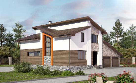 240-004-П Проект двухэтажного дома с мансардой, гараж, средний домик из пеноблока Нелидово | Проекты домов от House Expert