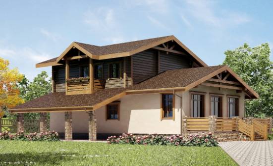 170-004-П Проект двухэтажного дома мансардный этаж, гараж, простой загородный дом из газосиликатных блоков из дерева Кашин | Проекты домов от House Expert