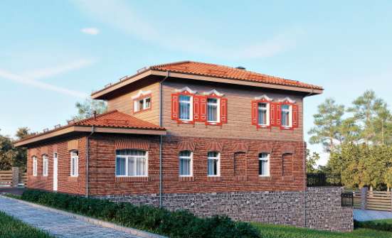380-002-Л Проект трехэтажного дома и гаражом, просторный домик из кирпича Зубцов | Проекты домов от House Expert