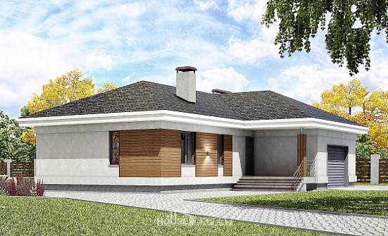 165-001-П Проект одноэтажного дома, гараж, скромный домик из теплоблока Тверь | Проекты домов от House Expert