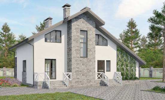 180-017-Л Проект двухэтажного дома с мансардой, гараж, классический домик из арболита Удомля | Проекты домов от House Expert