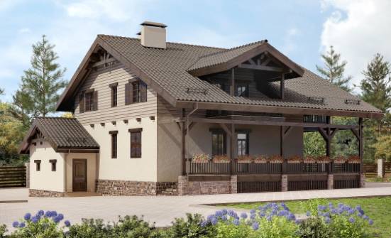 255-002-П Проект двухэтажного дома с мансардой, гараж, классический дом из газобетона Кимры | Проекты домов от House Expert