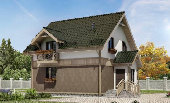 105-001-Л Проект двухэтажного дома с мансардой, экономичный коттедж из блока Кашин | Проекты домов от House Expert