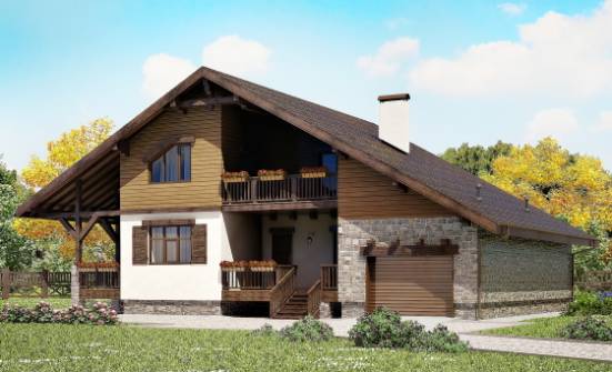 220-005-П Проект двухэтажного дома мансардой, гараж, простой домик из кирпича Конаково | Проекты домов от House Expert