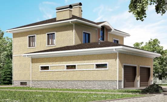 350-002-Л Проект трехэтажного дома и гаражом, большой коттедж из кирпича Конаково | Проекты домов от House Expert
