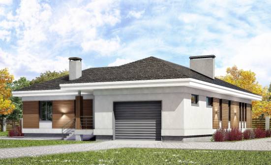 165-001-П Проект одноэтажного дома, гараж, скромный домик из теплоблока Тверь | Проекты домов от House Expert