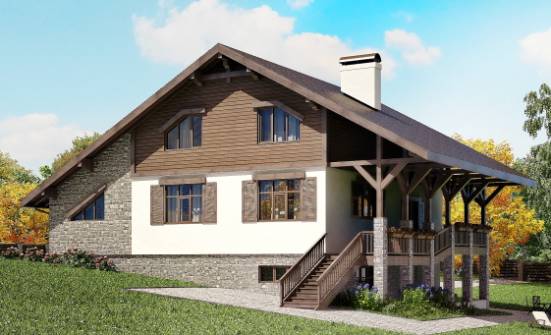 300-003-П Проект трехэтажного дома мансардой и гаражом, огромный домик из кирпича Кашин | Проекты домов от House Expert