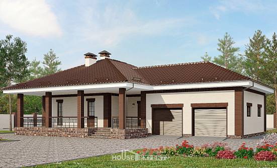 160-015-П Проект одноэтажного дома, гараж, красивый коттедж из газобетона Удомля | Проекты домов от House Expert