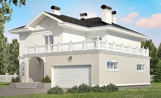 340-002-П Проект двухэтажного дома и гаражом, современный загородный дом из кирпича Вышний Волочёк | Проекты домов от House Expert