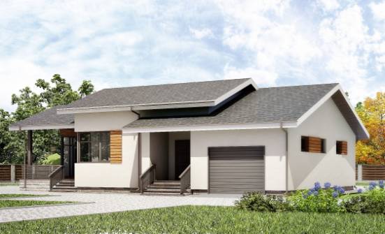 135-002-П Проект одноэтажного дома и гаражом, классический домик из блока Торжок | Проекты одноэтажных домов от House Expert