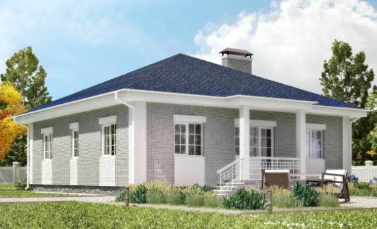 130-002-П Проект одноэтажного дома и гаражом, бюджетный коттедж из теплоблока Торжок | Проекты домов от House Expert