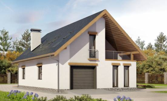 185-005-П Проект двухэтажного дома мансардой и гаражом, простой дом из керамзитобетонных блоков Кашин | Проекты домов от House Expert