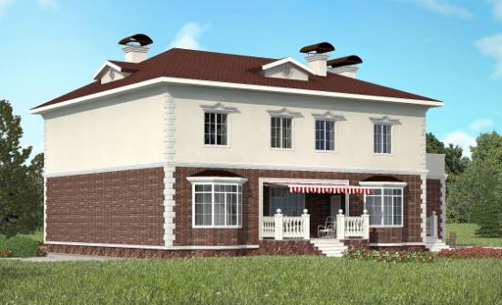 380-001-Л Проект двухэтажного дома и гаражом, уютный загородный дом из кирпича Удомля | Проекты домов от House Expert
