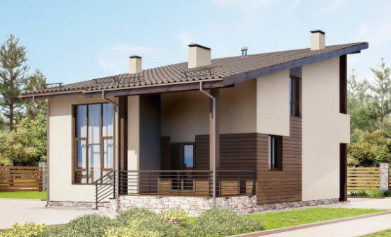 140-005-Л Проект двухэтажного дома с мансардой, уютный дом из бризолита Бежецк | Проекты домов от House Expert