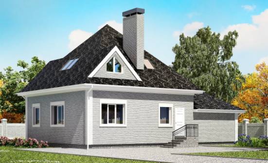 135-001-Л Проект двухэтажного дома с мансардным этажом, гараж, бюджетный домик из кирпича Бежецк | Проекты домов от House Expert