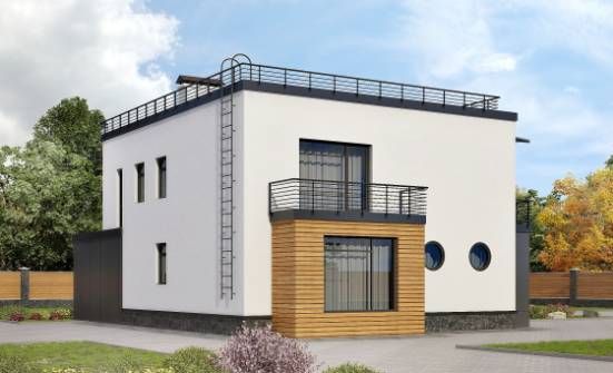 260-002-П Проект двухэтажного дома и гаражом, современный коттедж из теплоблока Конаково | Проекты домов от House Expert
