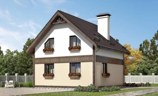 105-001-П Проект двухэтажного дома с мансардой, бюджетный домик из бризолита Кимры | Проекты домов от House Expert