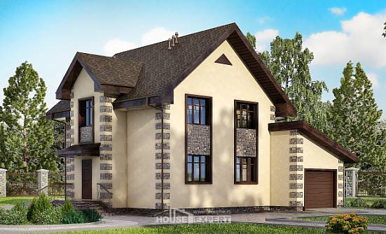 160-004-П Проект двухэтажного дома, гараж, компактный загородный дом из твинблока Торжок | Проекты домов от House Expert