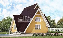 155-008-П Проект двухэтажного дома мансардой, небольшой дом из бревен, Кимры