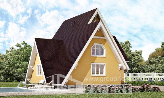 155-008-П Проект двухэтажного дома мансардой, небольшой дом из бревен, Кимры