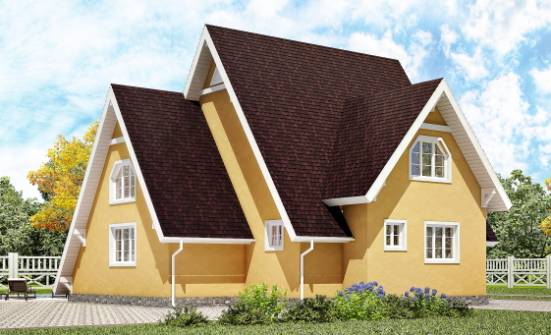 155-008-П Проект двухэтажного дома мансардный этаж, экономичный коттедж из дерева, Кашин