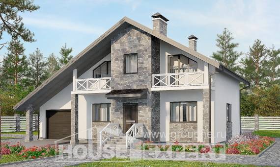 180-017-Л Проект двухэтажного дома с мансардой, гараж, просторный загородный дом из арболита, Торжок