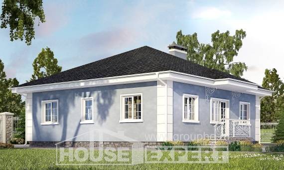 100-001-П Проект одноэтажного дома, классический домик из поризованных блоков, Кашин