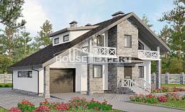 180-017-Л Проект двухэтажного дома мансардой и гаражом, уютный коттедж из блока, Бежецк