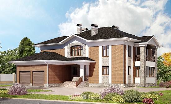 520-002-Л Проект трехэтажного дома и гаражом, красивый дом из газобетона, Калязин