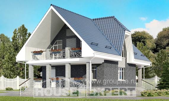 125-002-Л Проект двухэтажного дома мансардный этаж, гараж, бюджетный дом из газобетона, Бологое