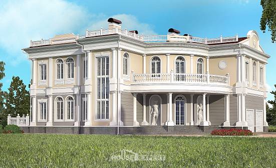 505-001-П Проект двухэтажного дома и гаражом, классический домик из газосиликатных блоков, Вышний Волочёк