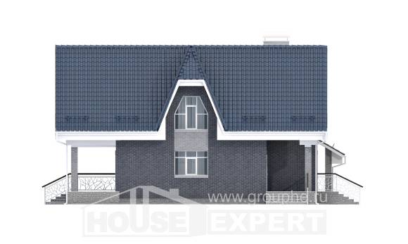 125-002-Л Проект двухэтажного дома мансардный этаж и гаражом, недорогой загородный дом из поризованных блоков, Конаково