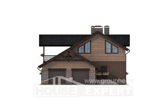 240-002-П Проект двухэтажного дома с мансардой и гаражом, красивый загородный дом из блока, Удомля