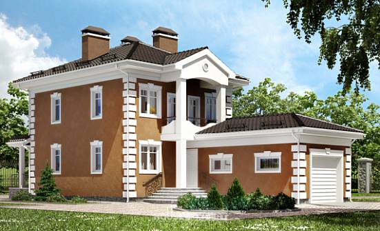 150-006-П Проект двухэтажного дома, гараж, бюджетный загородный дом из твинблока, Конаково